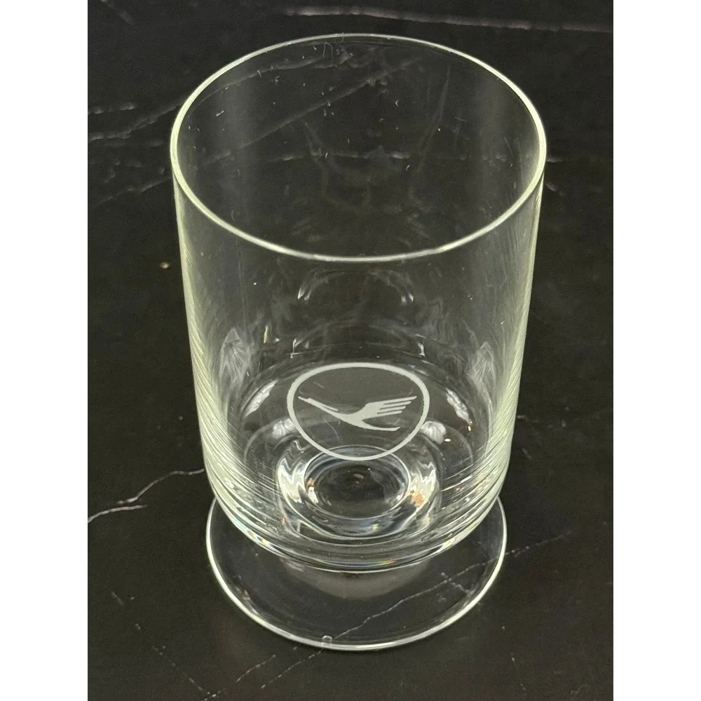 Vintage Lufthansa Airlines Footed In Flight First Class 3 5/8in Juice Glass